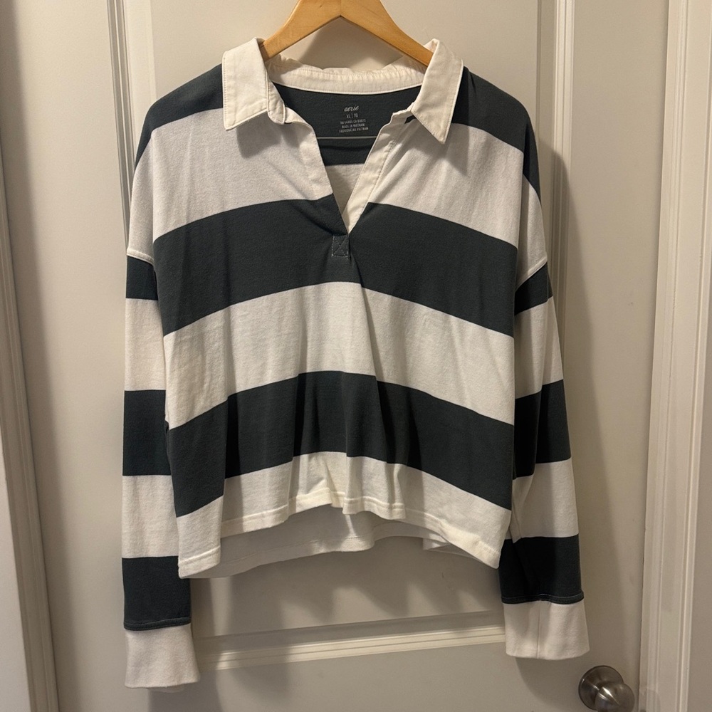 Striped Aerie collared shirt